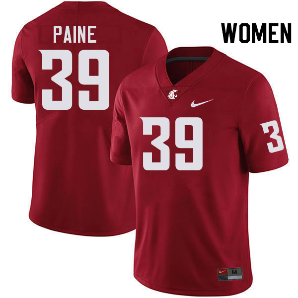 Women #39 Ashton Paine Washington State Cougars College Football Jerseys Stitched-Crimson